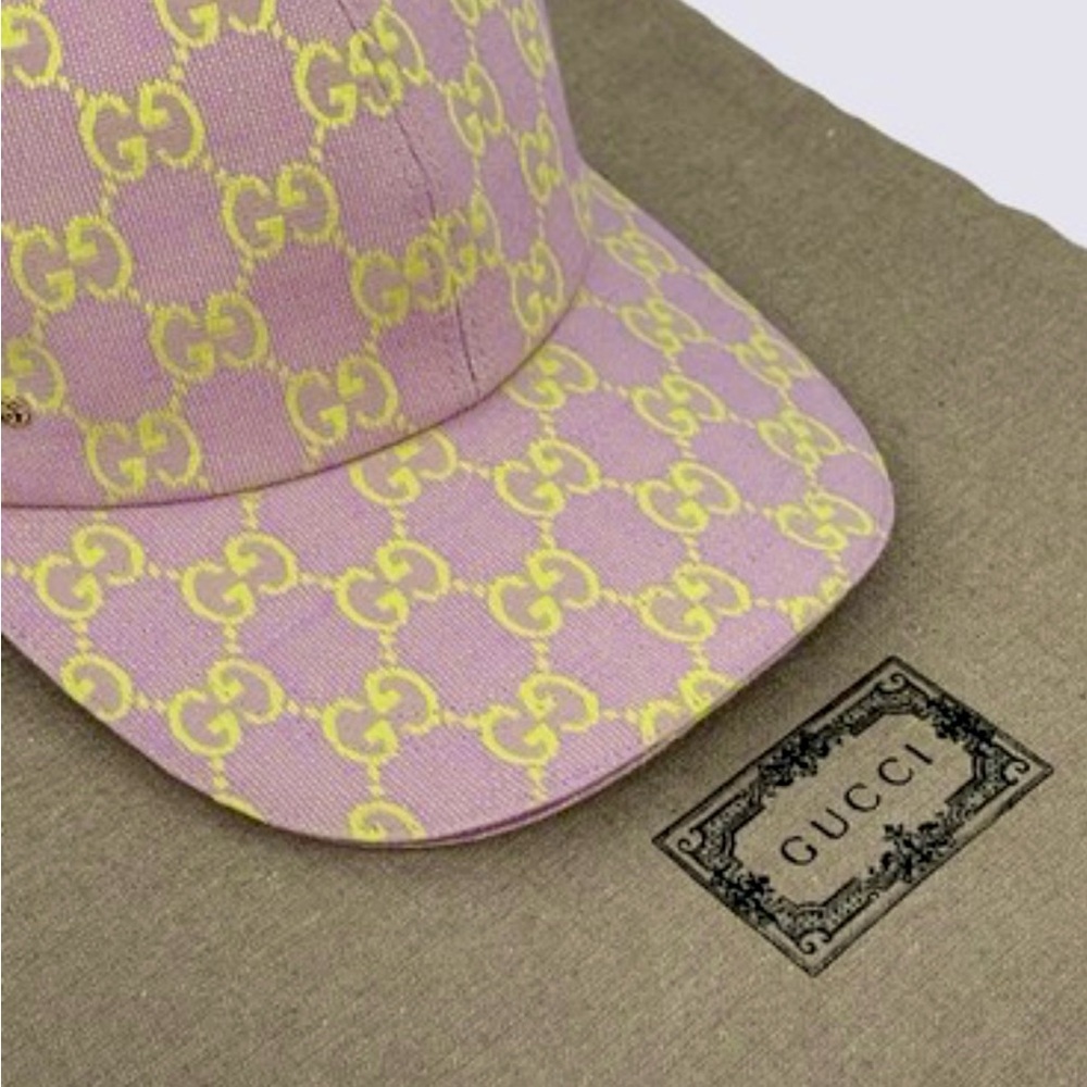 GUCCI Pink and Yellow Logo GG Cap NWT